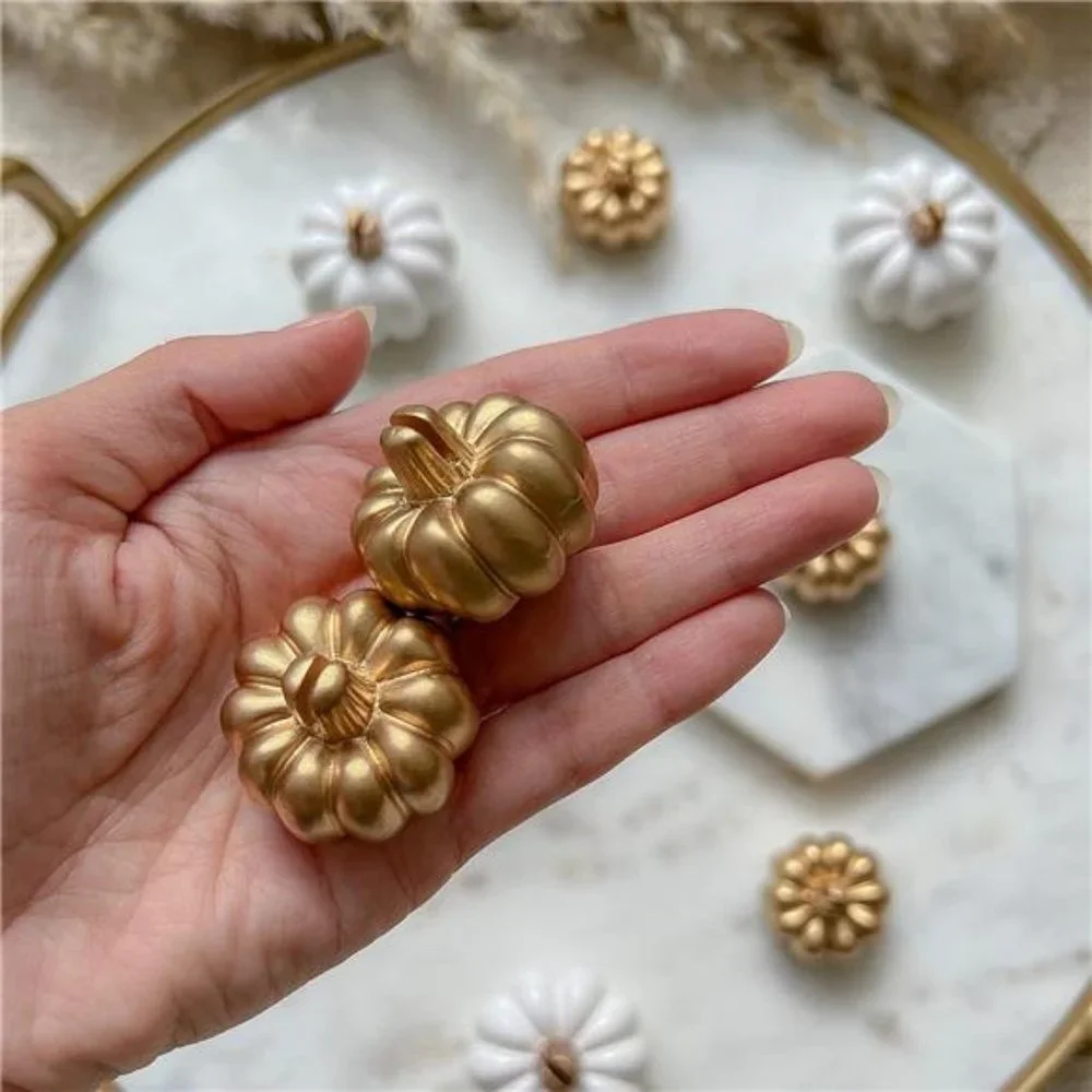 Fall Decor Mini Gold Pumpkin Card Holder -Set of 6, Thanksgiving- Wedding Decor